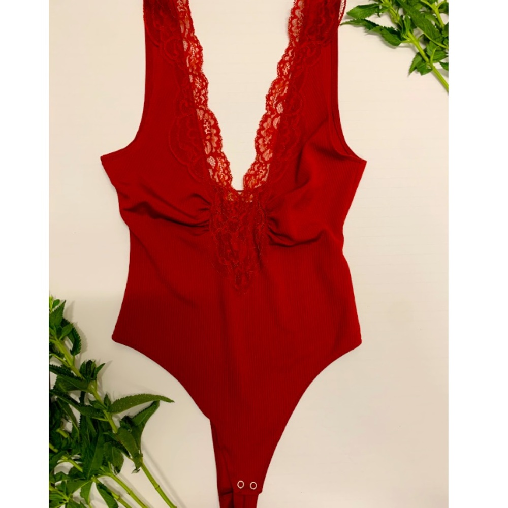 NWT Free People Intimately  Garnet Red Bodysuit XS